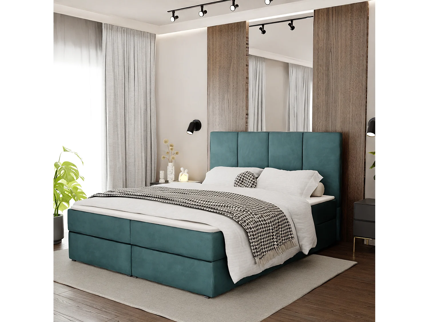 Bed Continentaal 180x200 cm Gestoffeerd Dubbel Met Matras Turkijns Velours Magic Velvet