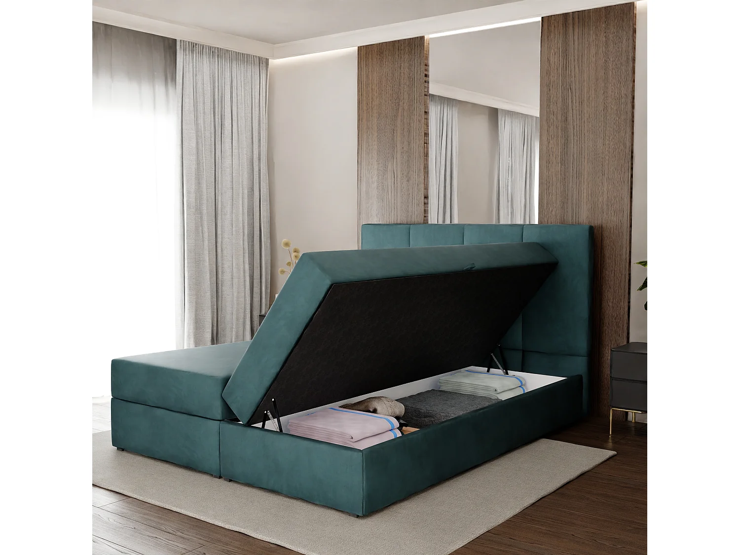 Bed Continentaal 180x200 cm Gestoffeerd Dubbel Met Matras Turkijns Velours Magic Velvet