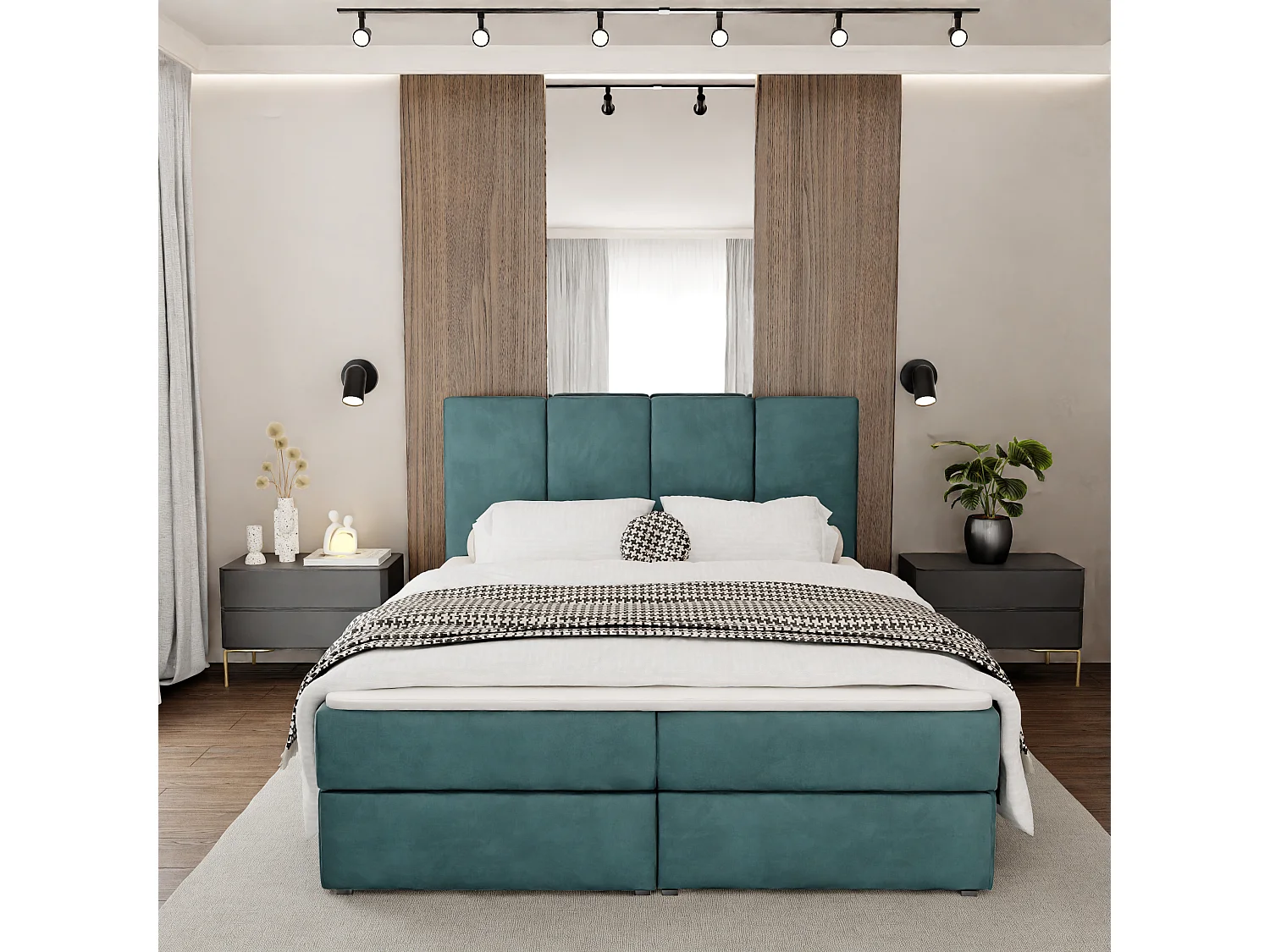 Bed Continentaal 180x200 cm Gestoffeerd Dubbel Met Matras Turkijns Velours Magic Velvet