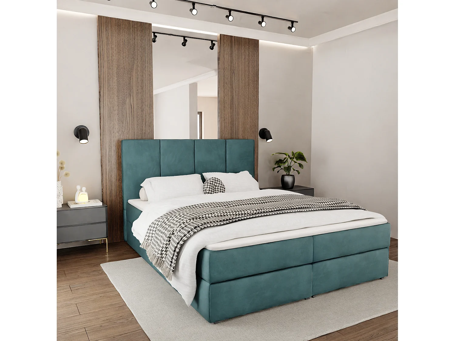 Bed Continentaal 180x200 cm Gestoffeerd Dubbel Met Matras Turkijns Velours Magic Velvet