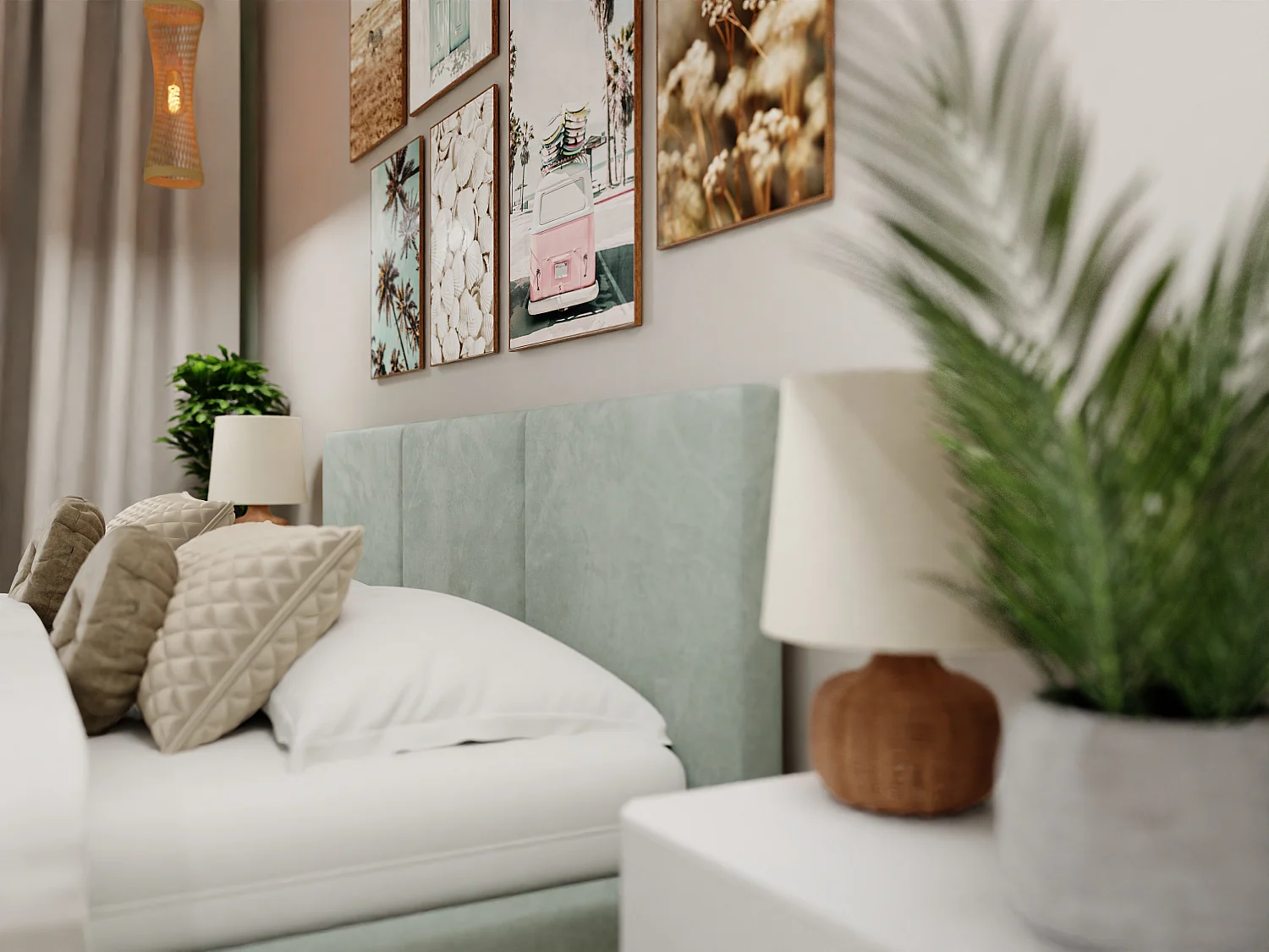 Bed Gestoffeerd Voor Slaapkamer 180cm x 200cm Met Opbergruimte Dubbel Mintgroen