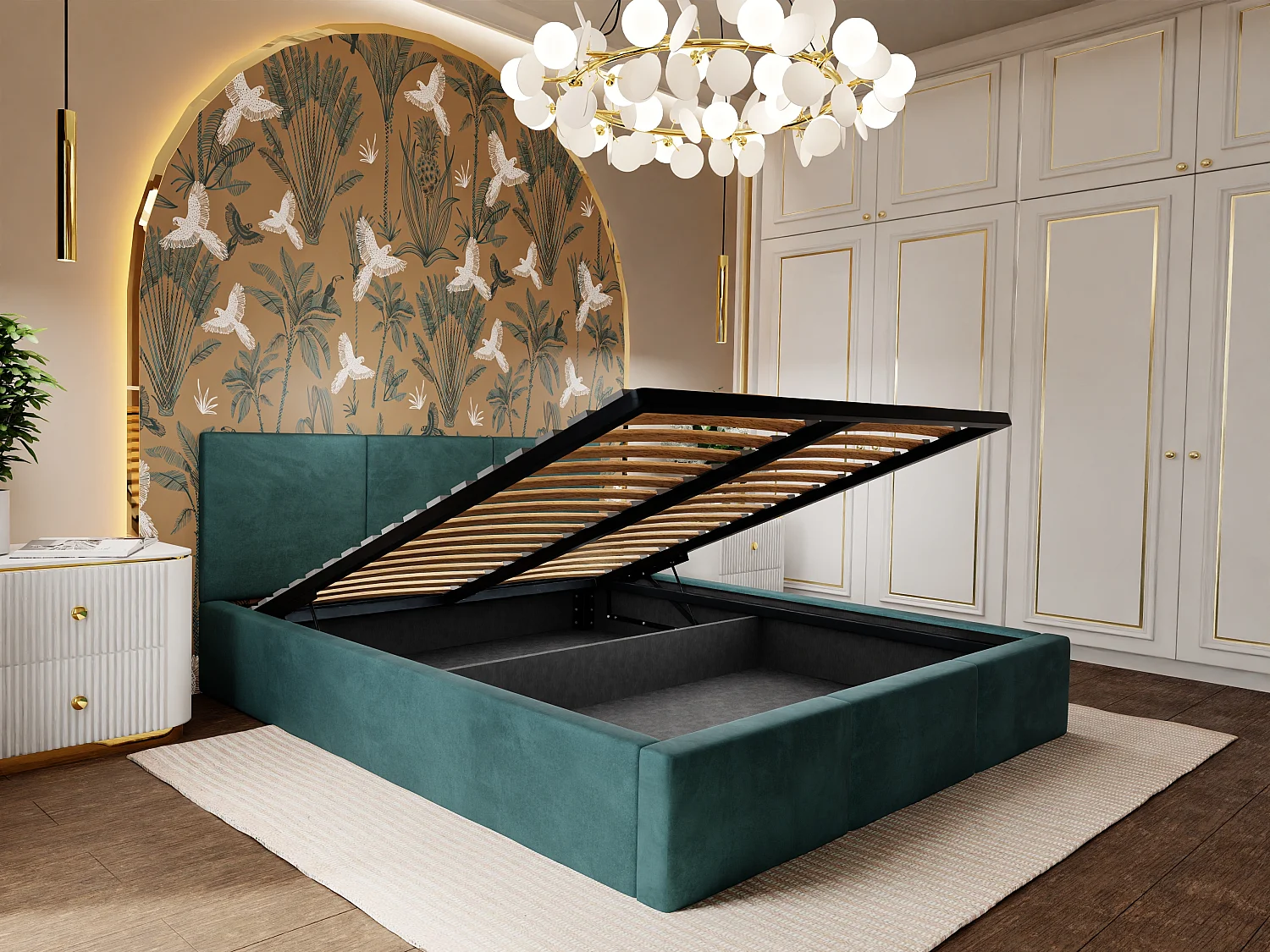 Bed Gestoffeerd 160cm x 200cm Dubbel Met Opbergruimte Turkijs Voor De Slaapkamer