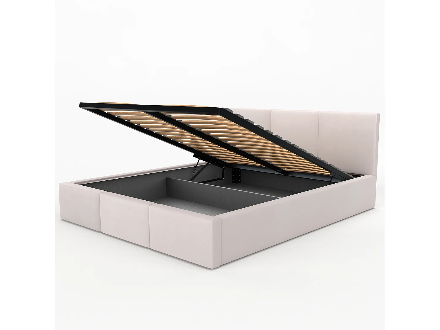 Muralo POLSTERBETT für Schlafzimmer Stoffbett Bett mit Container Doppelbett Polsterbett mit Bettkasten Creme 140cmx200cm