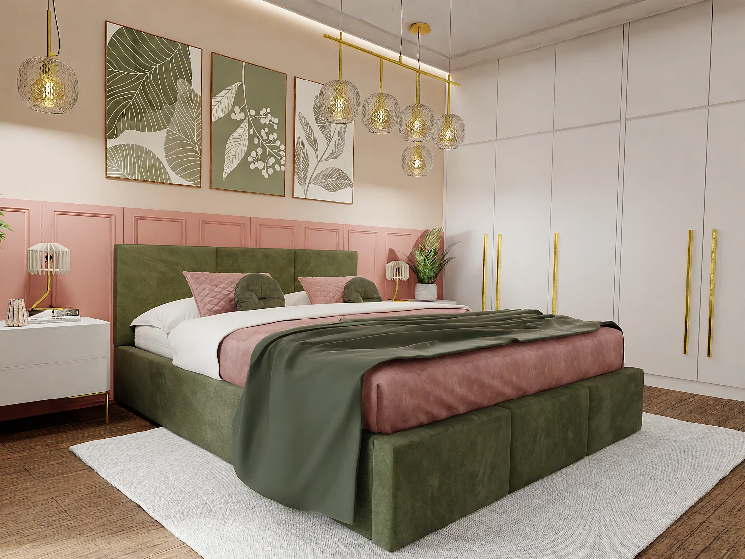 Bed Gestoffeerd Voor Slaapkamer 180cm x 200cm Dubbel Met Opbergruimte Khaki