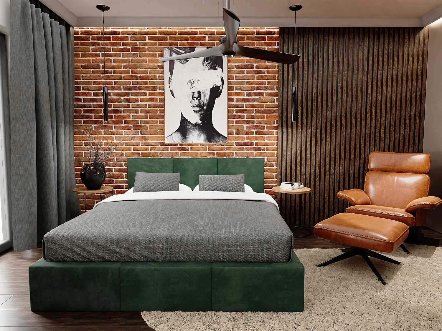 Bed Gestoffeerd Voor Slaapkamer 180cm x 200cm Dubbel Met Opbergruimte Flessengroen