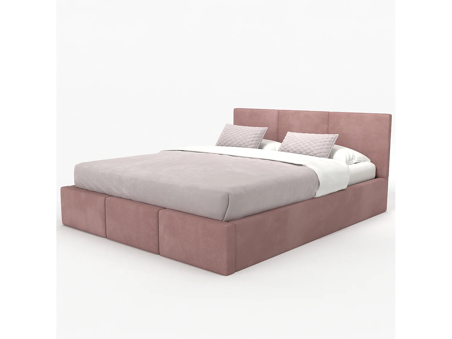 Muralo POLSTERBETT für Schlafzimmer Stoffbett Bett mit Container Doppelbett Polsterbett mit Bettkasten Hellrosa 160cmx200cm