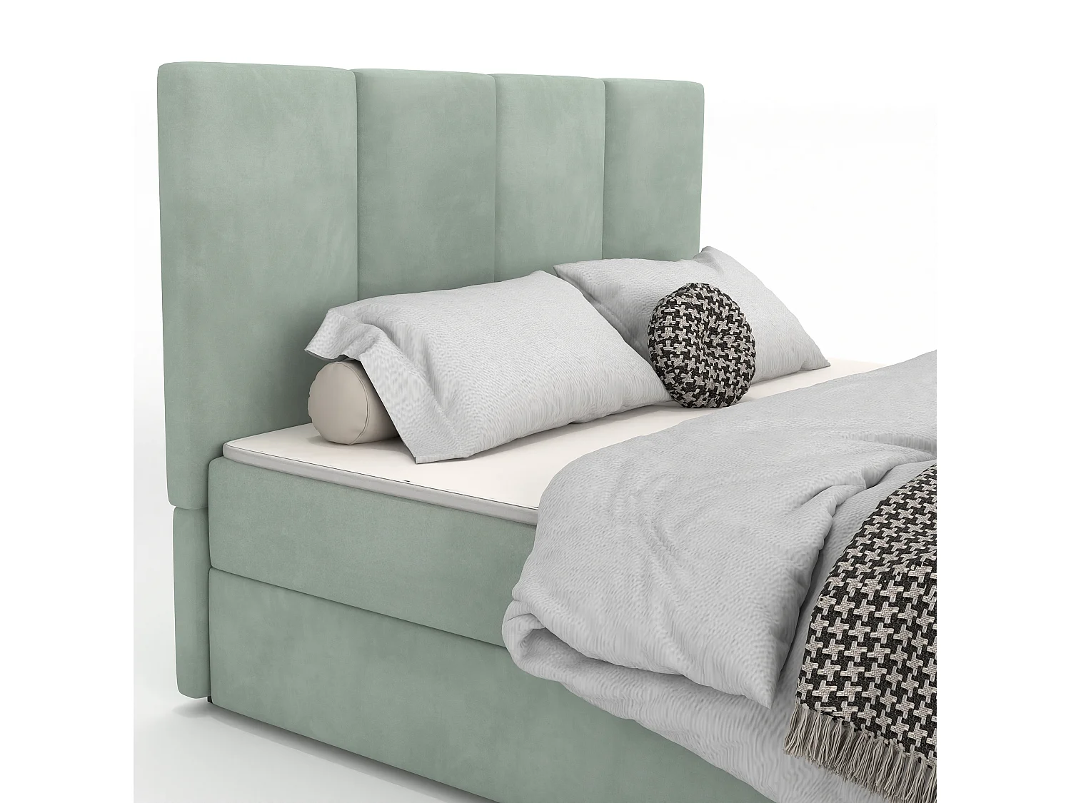 Bed Continentaal 160x200 cm Gestoffeerd Dubbel Met Matras Muntgroen Velours Magic Velvet