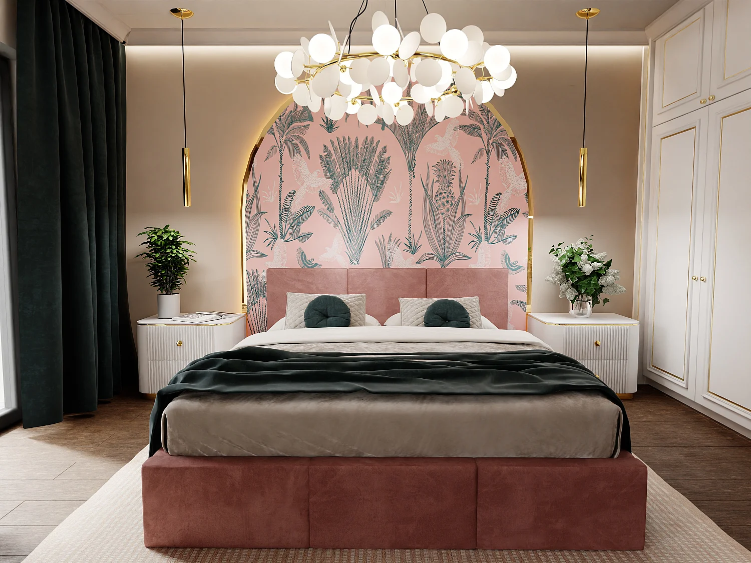 Muralo POLSTERBETT für Schlafzimmer Polsterbett mit Bettkasten und Gasdruckfeder Bett mit Polsterkopfteil Doppelbett 140x200 Bett mit Stauraum Altrosa