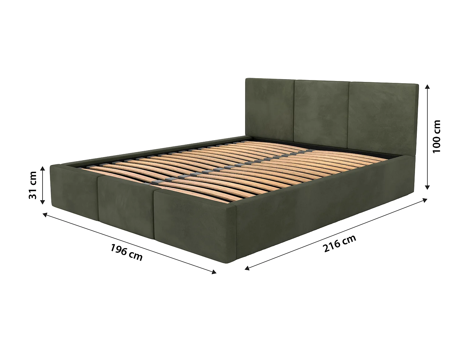 Bed Gestoffeerd Voor Slaapkamer 180cm x 200cm Dubbel Met Opbergruimte Khaki