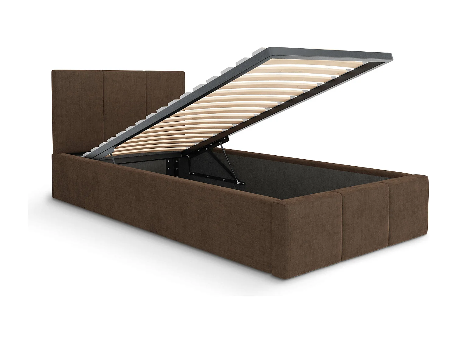 Bed Gestoffeerd 90cm x 200cm Enkel Met Opbergruimte Bruin