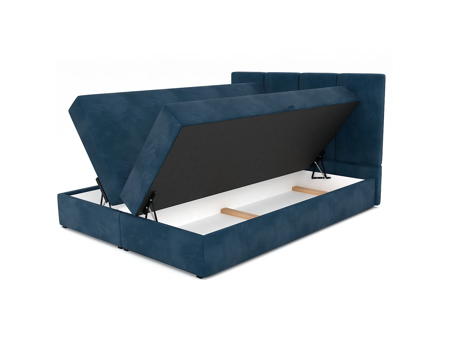 Bed Continentaal 160x200 cm Gestoffeerd Dubbel Met Matras Marineblauw Velours Magic Velvet