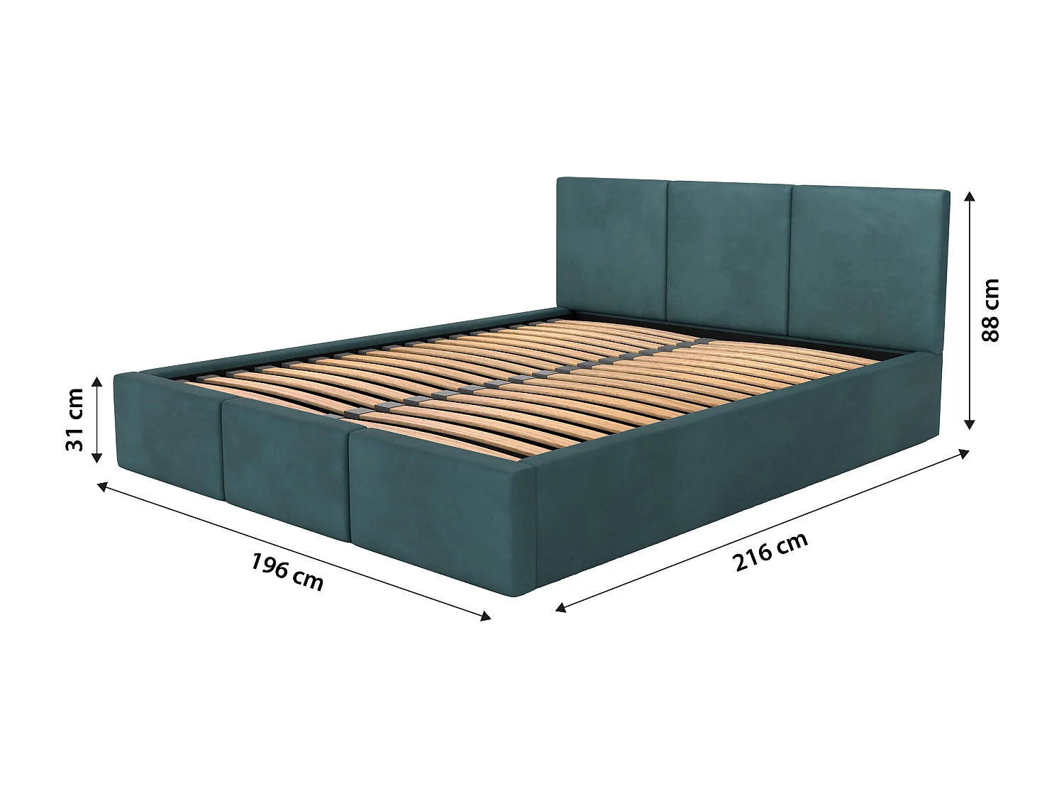 Bed Gestoffeerd Voor Slaapkamer 180cm x 200cm Dubbel Met Opbergruimte Turkoois