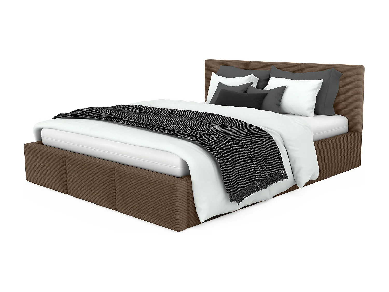 Bed Gestoffeerd 140x200 Cm Dubbel Stof CORD Bruin Voor De Slaapkamer