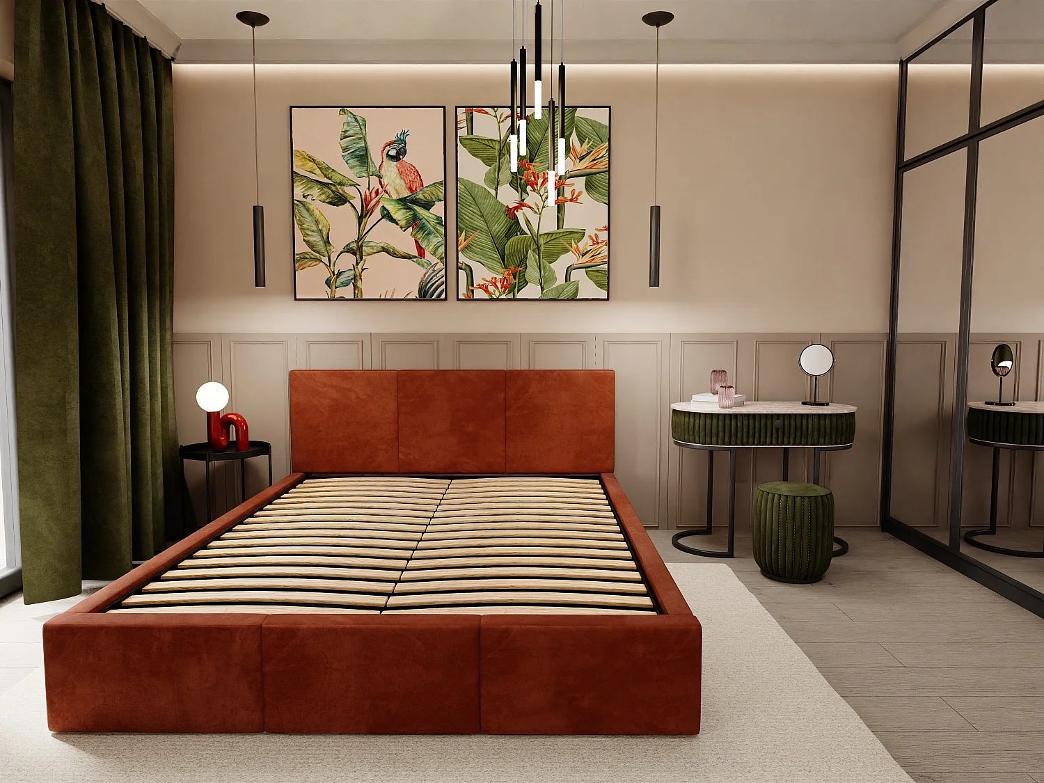 Muralo POLSTERBETT für Schlafzimmer Polsterbett mit Bettkasten und Gasdruckfeder Bett mit Polsterkopfteil Bett 120x200 Bett mit Stauraum Honigfarbe