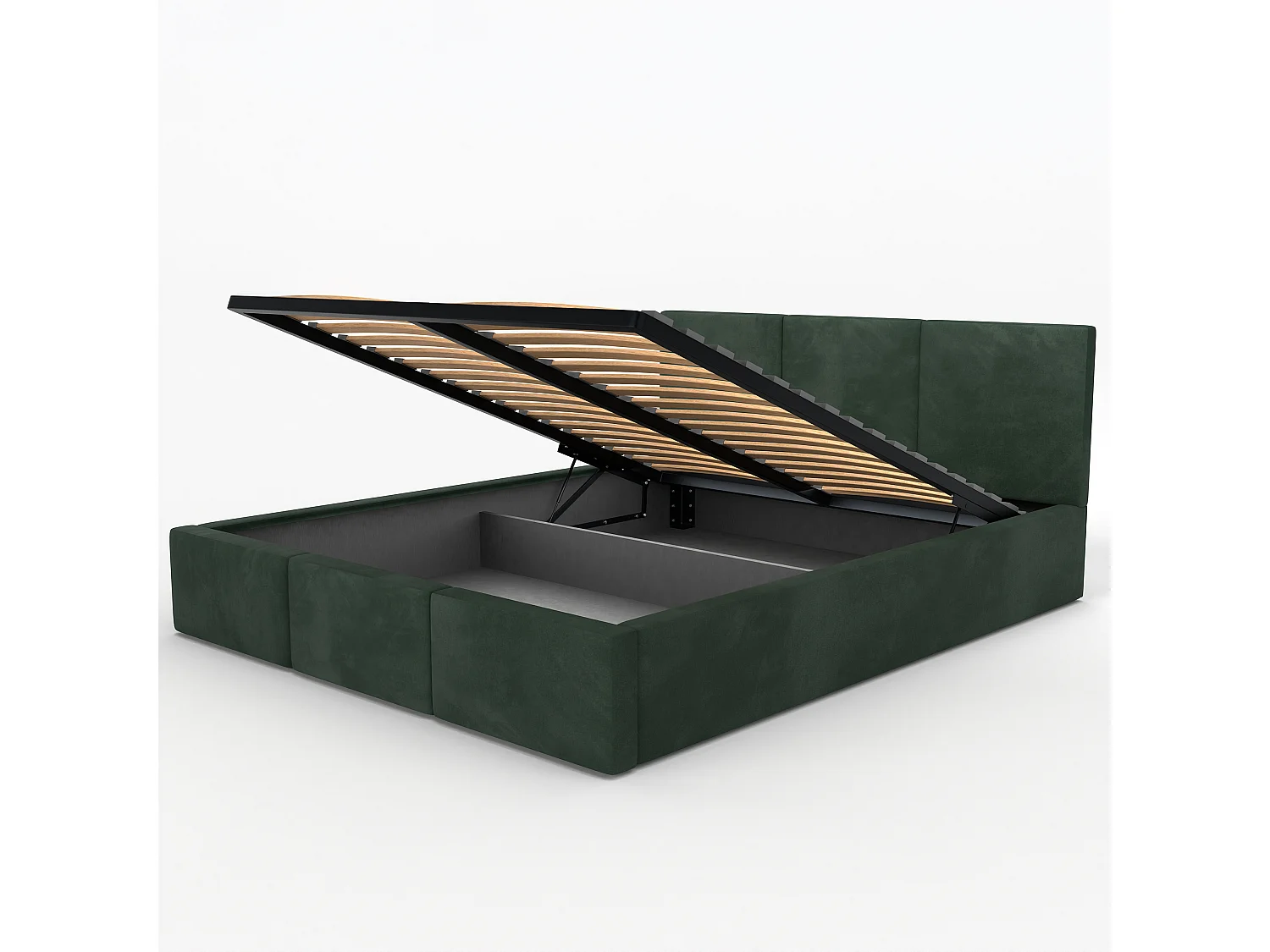 Bed Gestoffeerd Voor De Slaapkamer 140cm x 200cm Dubbel Met Opbergruimte In Flessengroen
