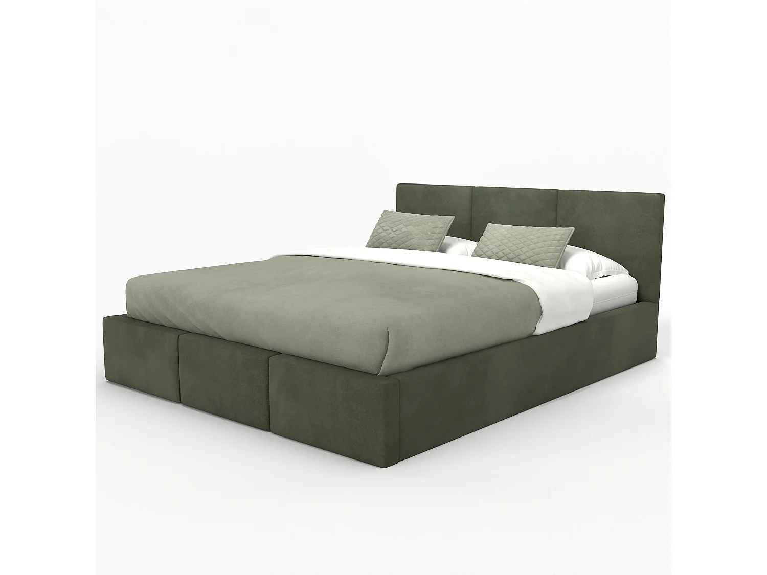 Bed Gestoffeerd Voor De Slaapkamer 140cm x 200cm Dubbel Met Opbergruimte In Khaki