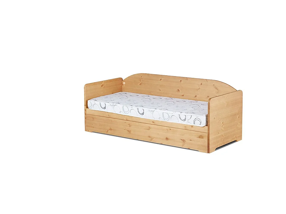 Canapé gigogne 3 places en pin et tissu taupe 190 x 160 cm Trentino  - Avoriaz