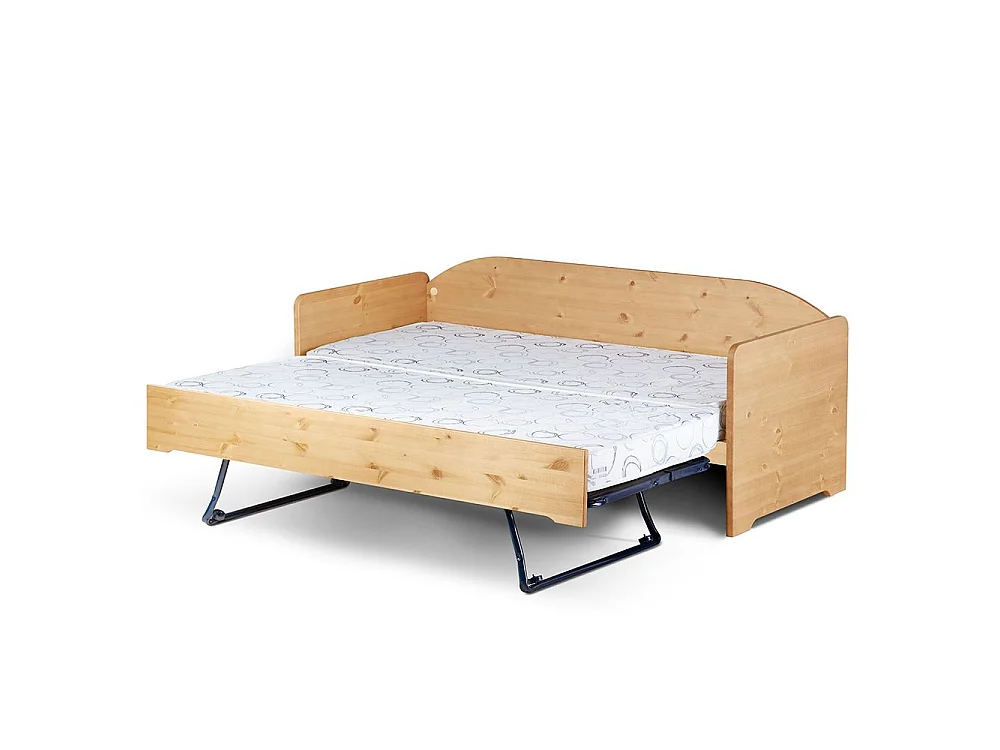 Canapé gigogne 3 places en pin et tissu taupe 190 x 160 cm Trentino  - Avoriaz