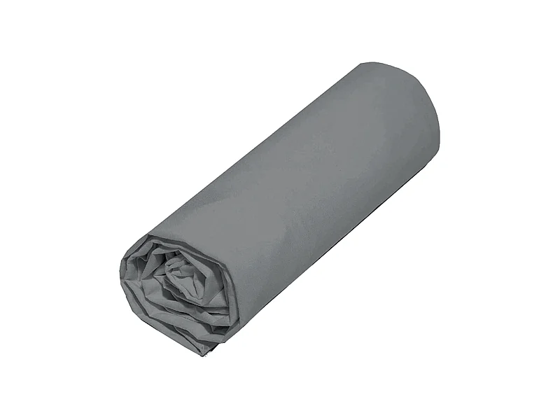Drap housse 90x190 cm polyester microfibre LAGO gris anthracite bonnet 28 cm