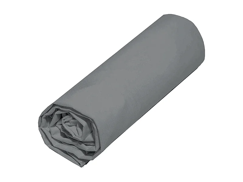 Drap housse 90x190 cm polyester microfibre LAGO gris anthracite bonnet 28 cm