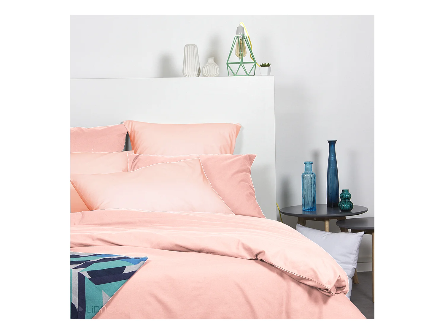 Drap housse 90x190 cm polyester microfibre LAGO rose bonnet 28 cm