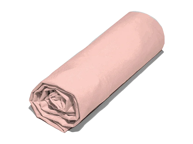 Drap housse 90x190 cm polyester microfibre LAGO rose bonnet 28 cm