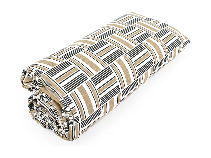 Drap housse imprimé 200x200 cm coton DIEGO Gris Bonnet 40 cm