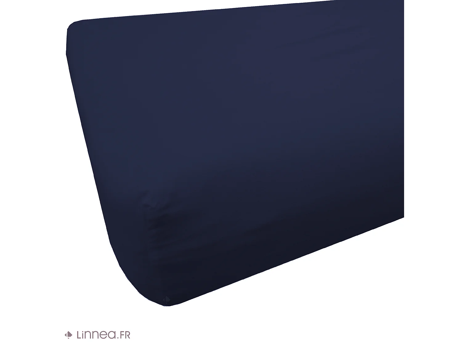 Drap housse 90x190 cm polyester microfibre LAGO bleu marine bonnet 28 cm