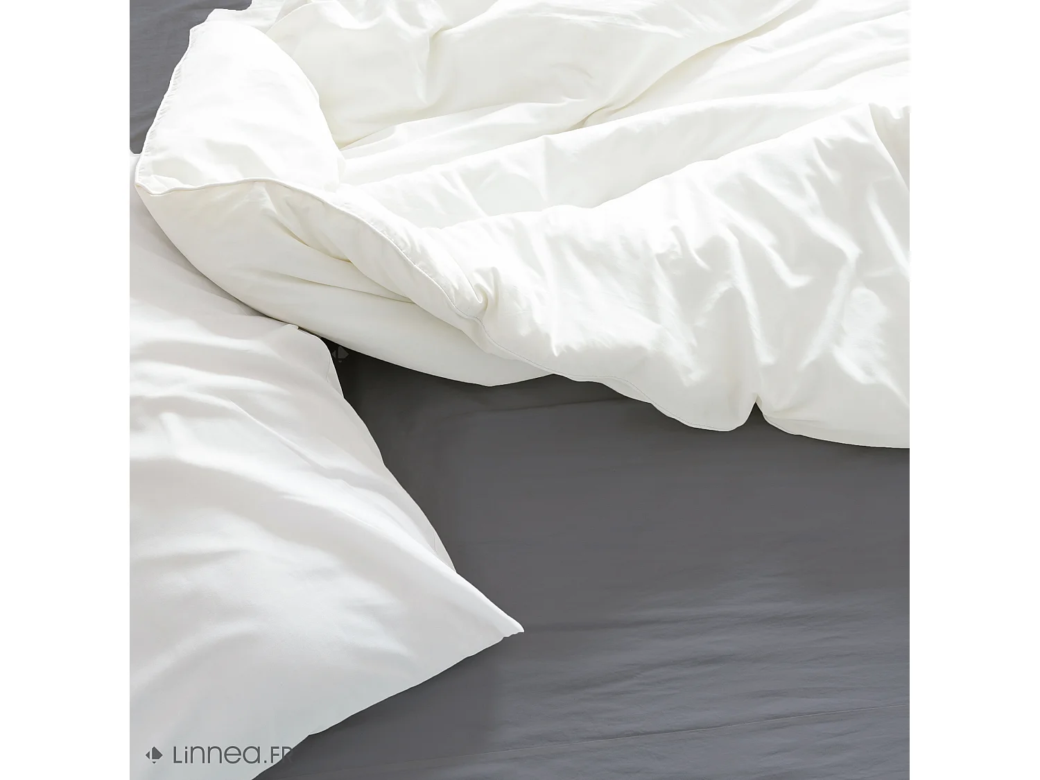 Drap housse 180x200 cm coton issu de l'agriculture biologique SILLA anthracite