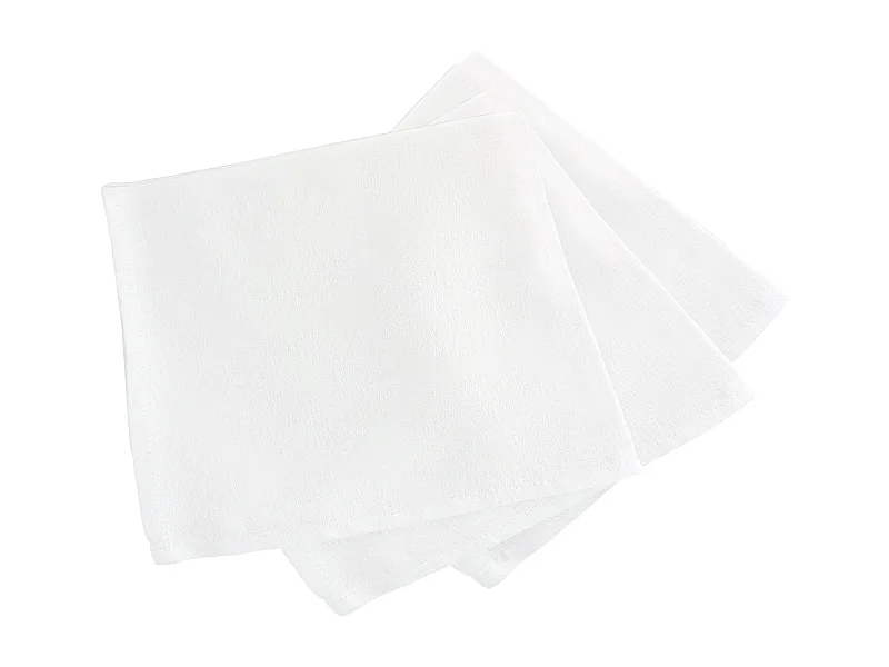 Lot de 3 serviettes de table 45x45 cm HÉLIOS Blanc coton + enduction acrylique