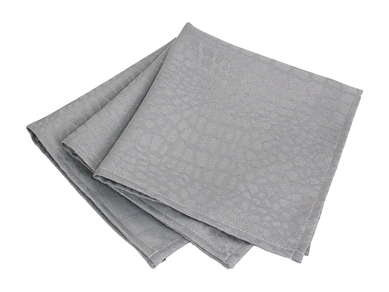 Lot de 3 serviettes de table 45x45 cm Jacquard 100% polyester LOUNGE perle