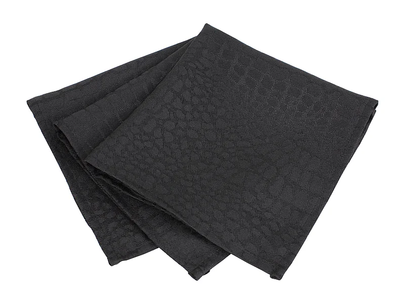Lot de 3 serviettes de table 45x45 cm Jacquard 100% polyester LOUNGE noir