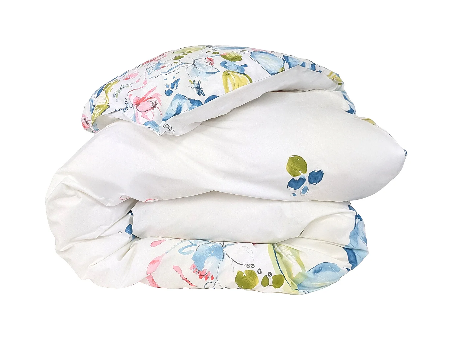Housse de couette 200x200 cm percale coton NENUPHAR aqua