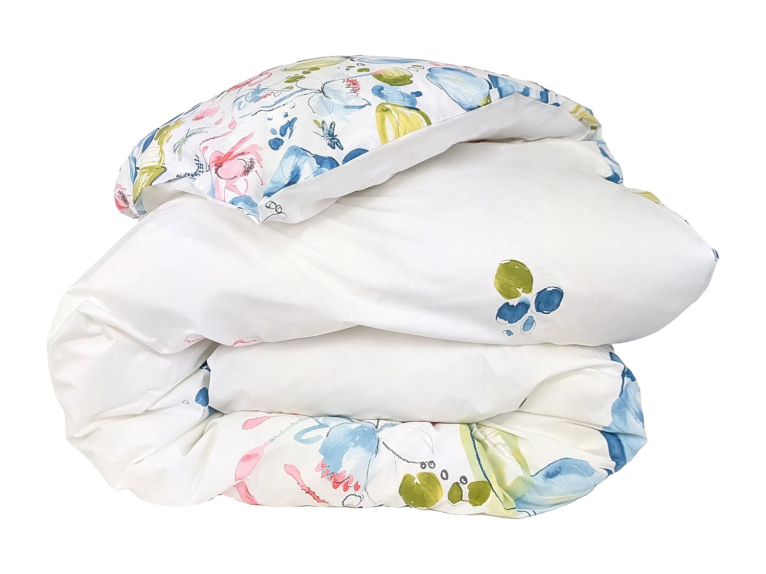 Housse de couette 200x200 cm percale coton NENUPHAR aqua