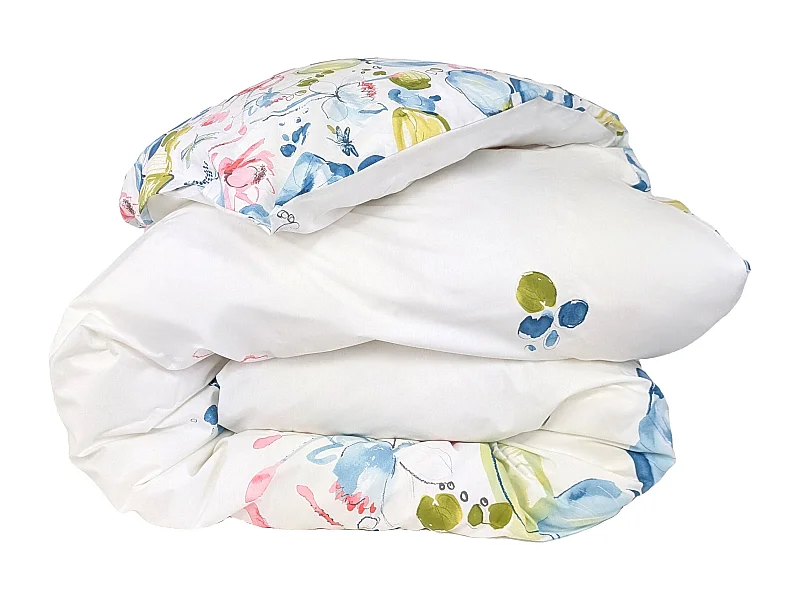 Housse de couette 280x240 cm percale coton NENUPHAR aqua