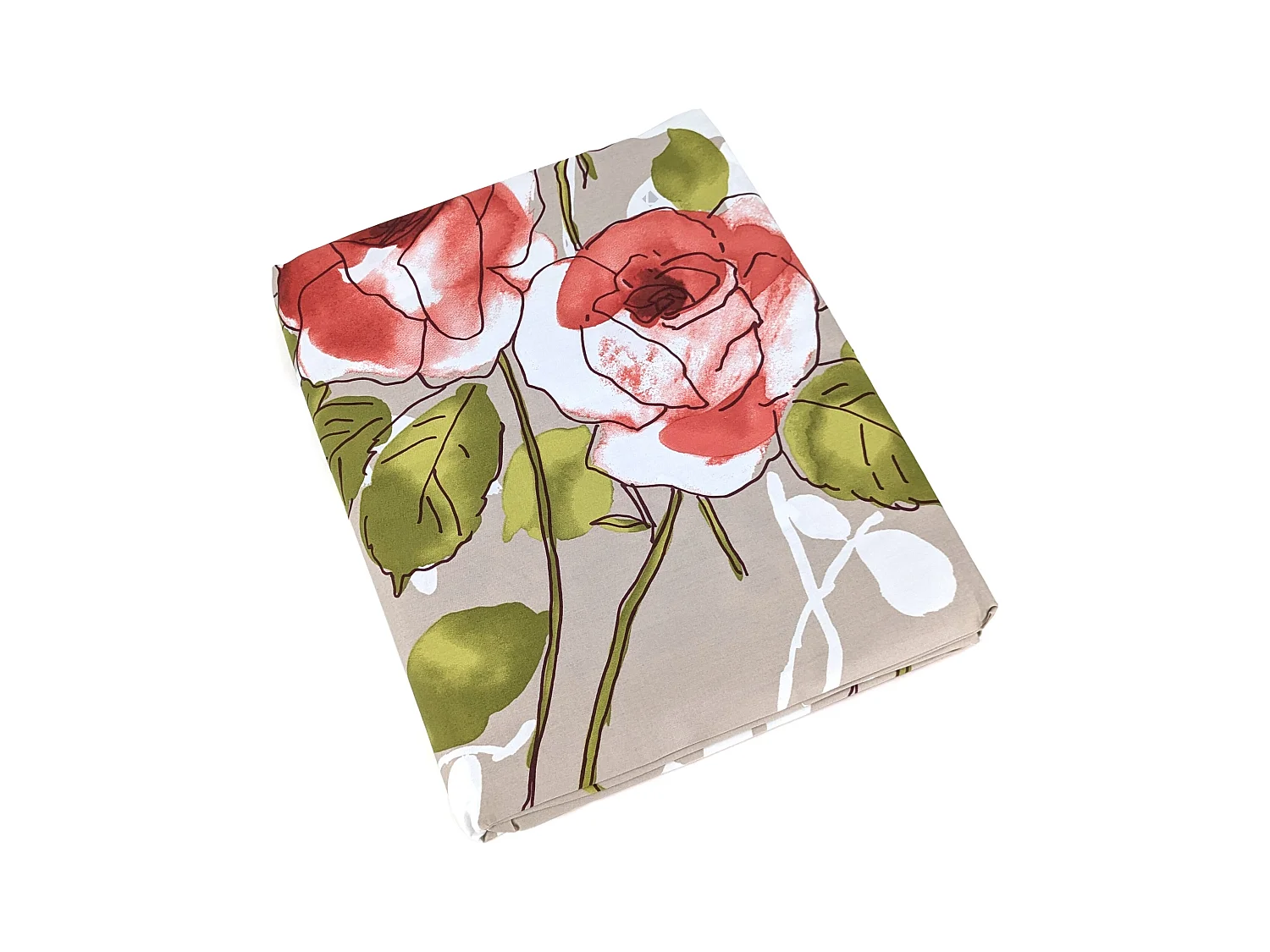 Housse de couette 140x200 cm satin de coton ROSERAIE beige ficelle