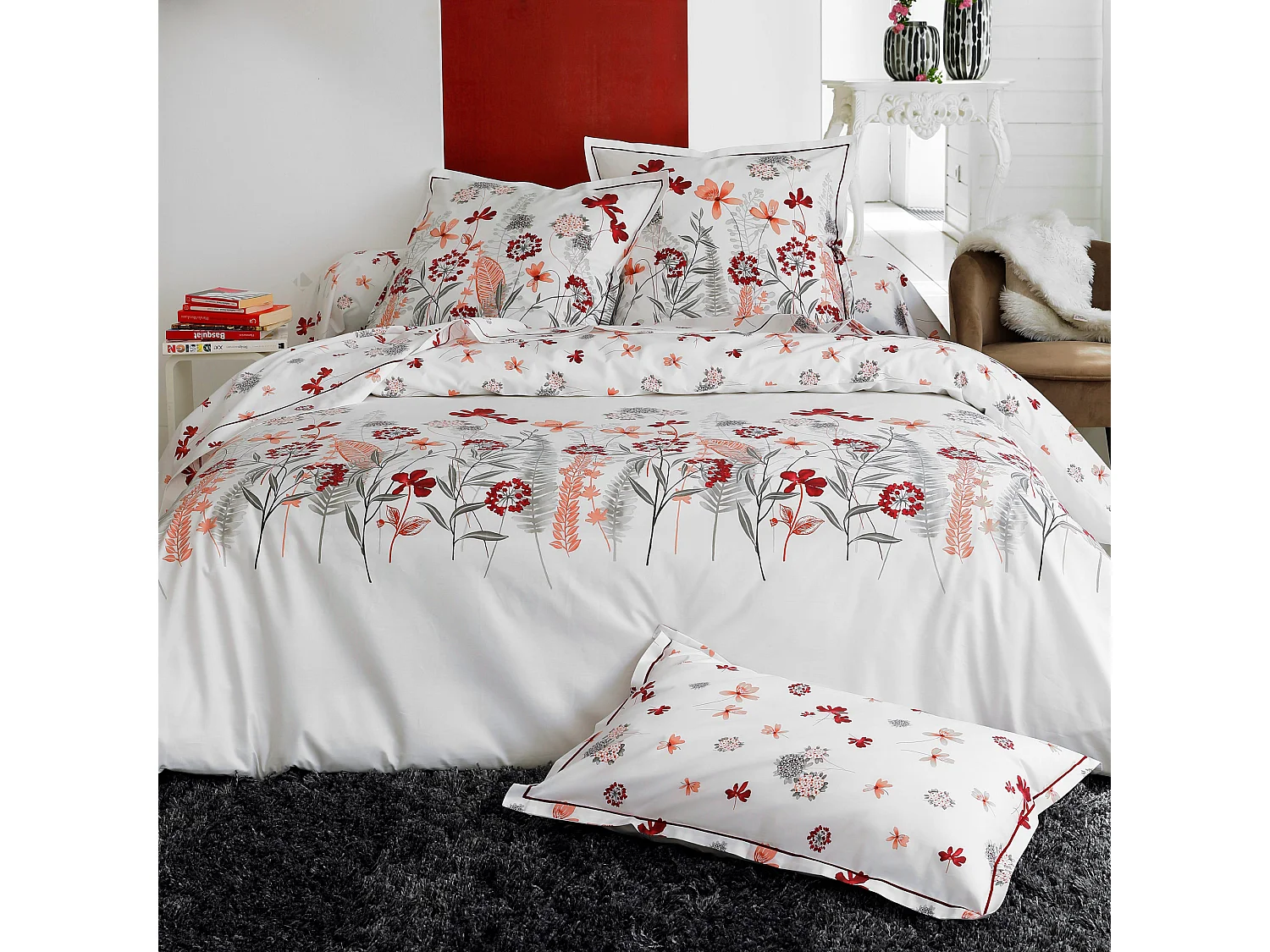 Housse de couette 280x240 cm Percale pur coton PETITE FOLIE Rouge