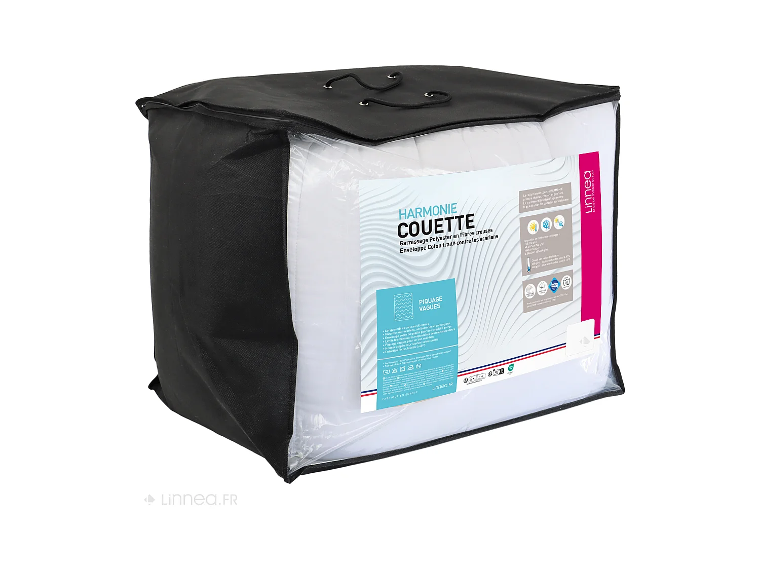 Couette 4 saisons 280x240 cm HARMONIE garnissage fibre polyester 150+300 = 450 g/m2