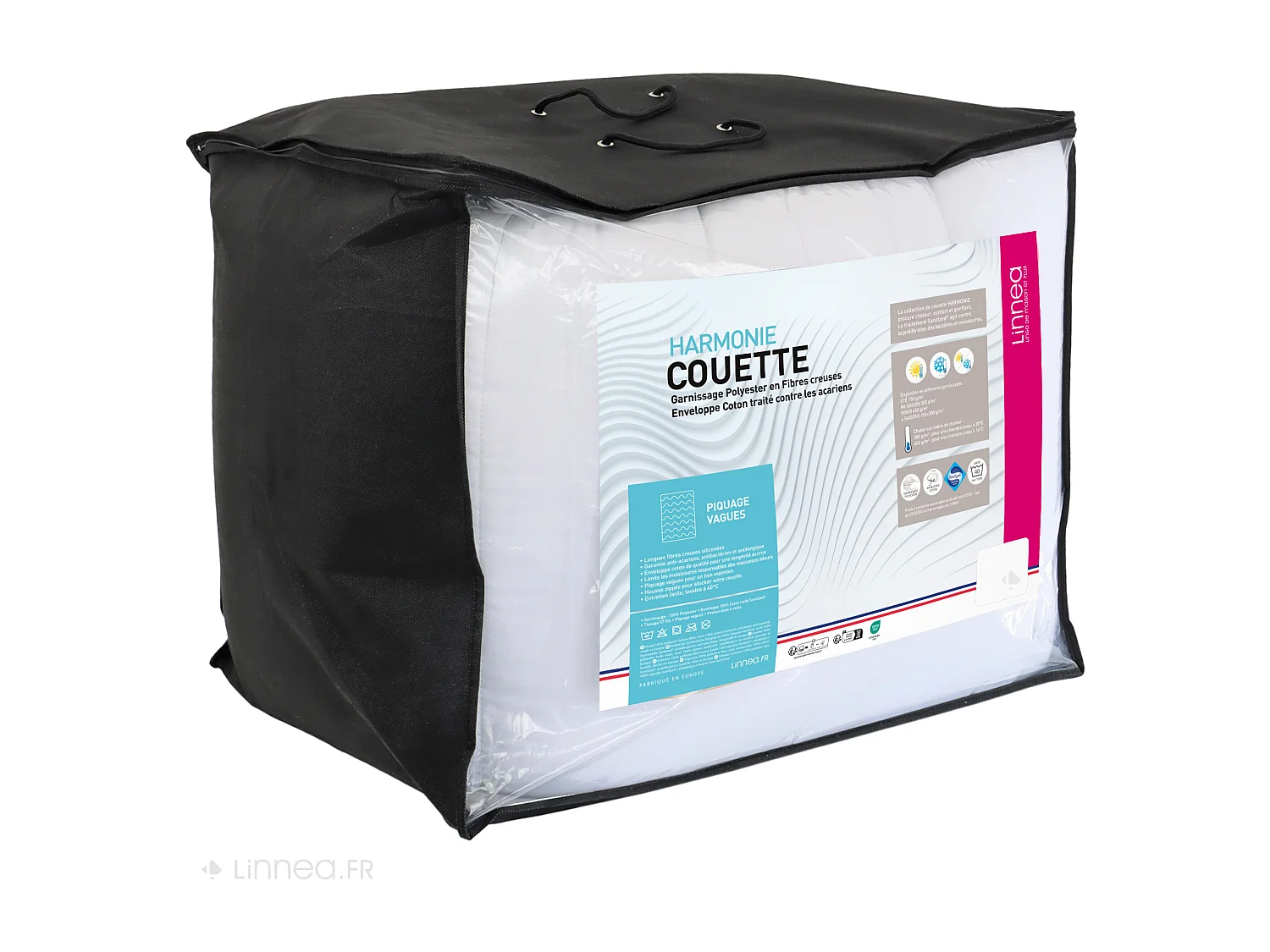 Couette 4 saisons 280x240 cm HARMONIE garnissage fibre polyester 150+300 = 450 g/m2