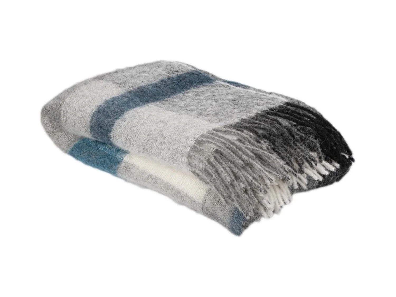 Plaid 130x180 cm ISEO en alpaga bleu paon