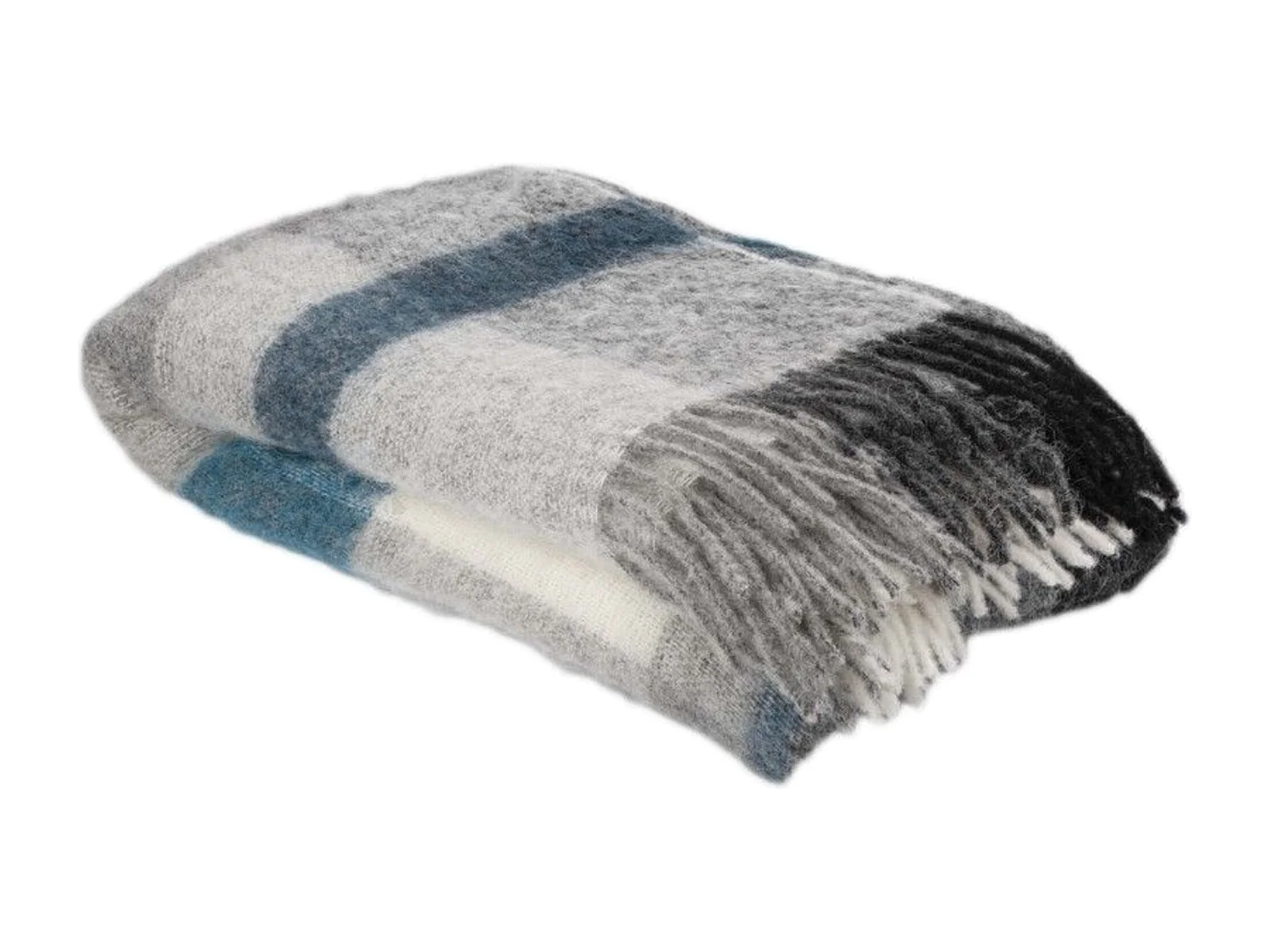 Plaid 130x180 cm ISEO en alpaga bleu paon