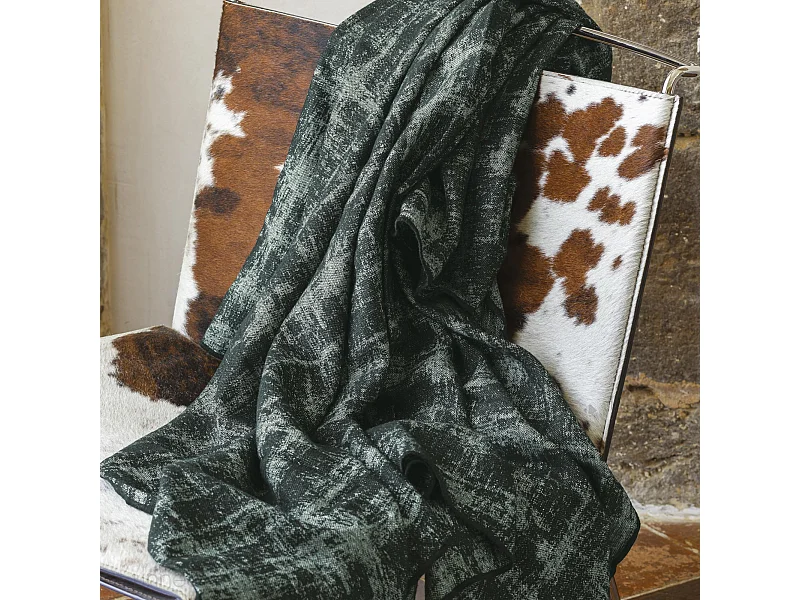 Plaid 145x170 cm DELFT en laine vert épicéa