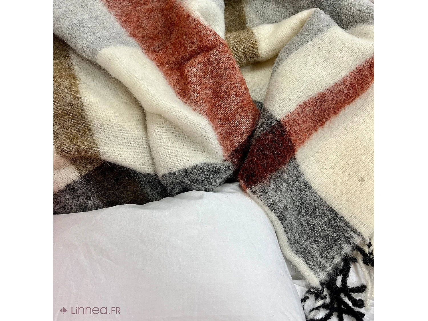 Plaid 130x180 cm ISEO en alpaga marron chaudron