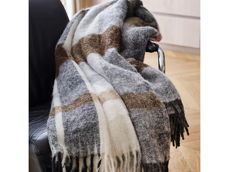 Plaid 130x180 cm ISEO en alpaga marron chaudron