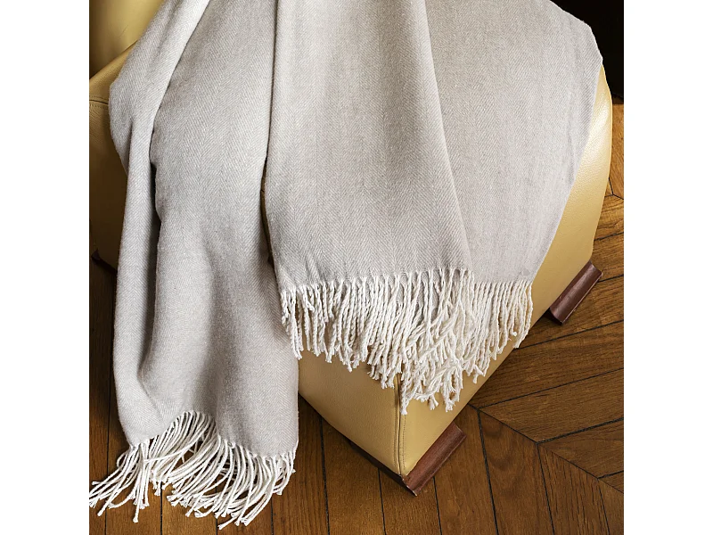 Plaid 130x180 cm ROMA en coton recyclé gris galet