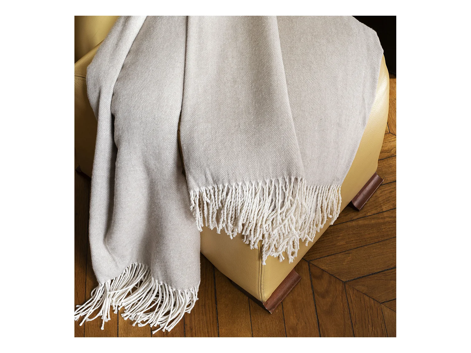 Plaid 130x180 cm ROMA en coton recyclé gris galet