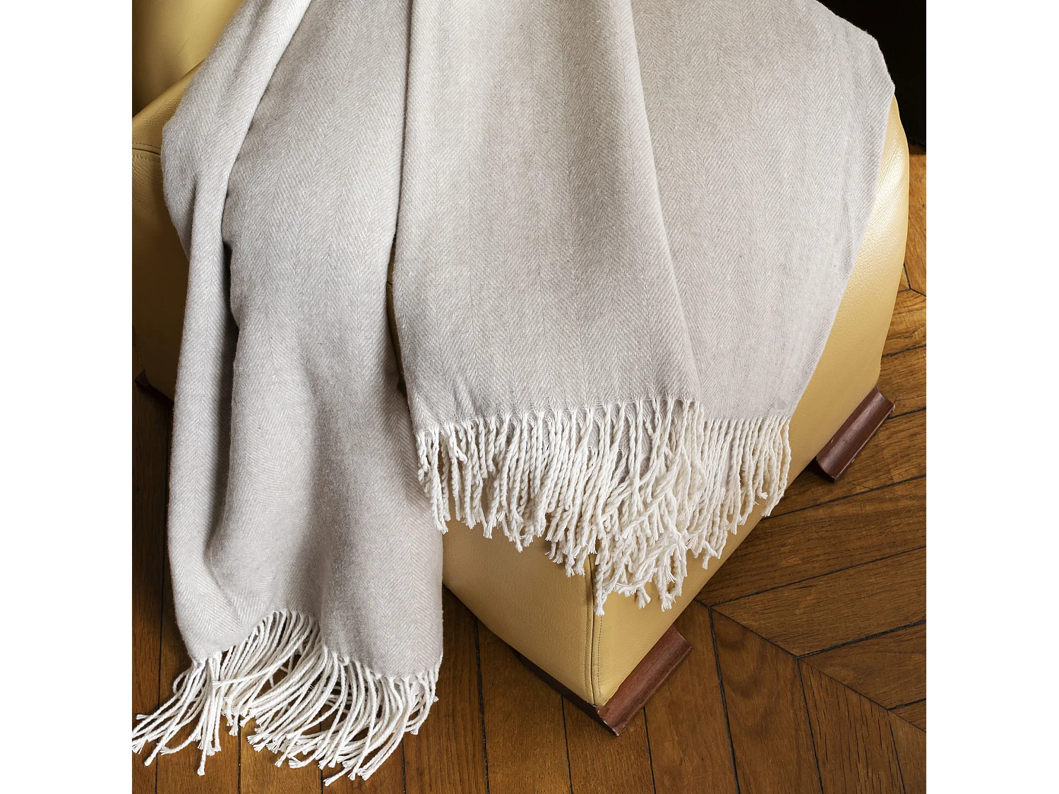 Plaid 130x180 cm ROMA en coton recyclé gris galet