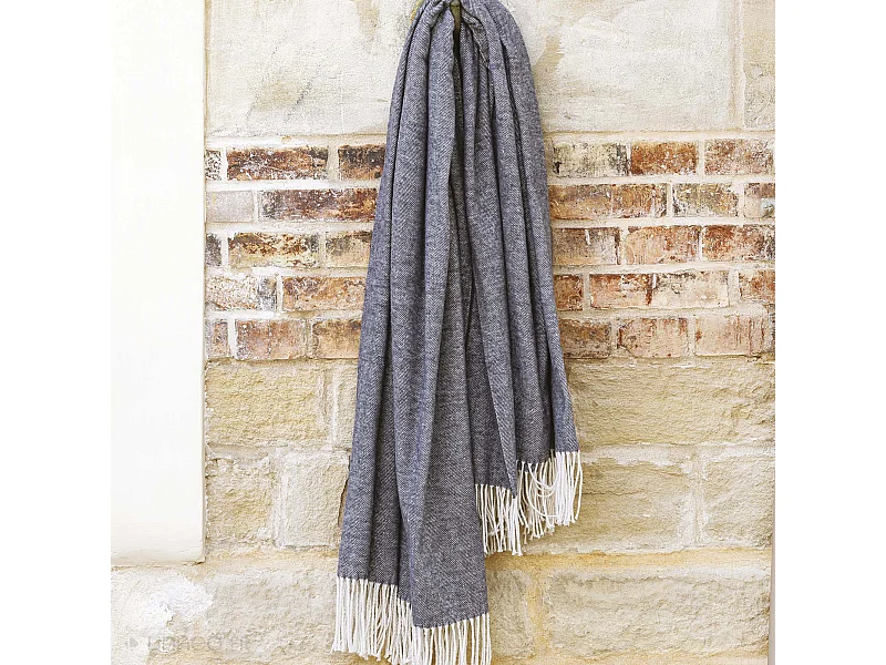 Plaid 130x180 cm ROMA en coton recyclé gris acier