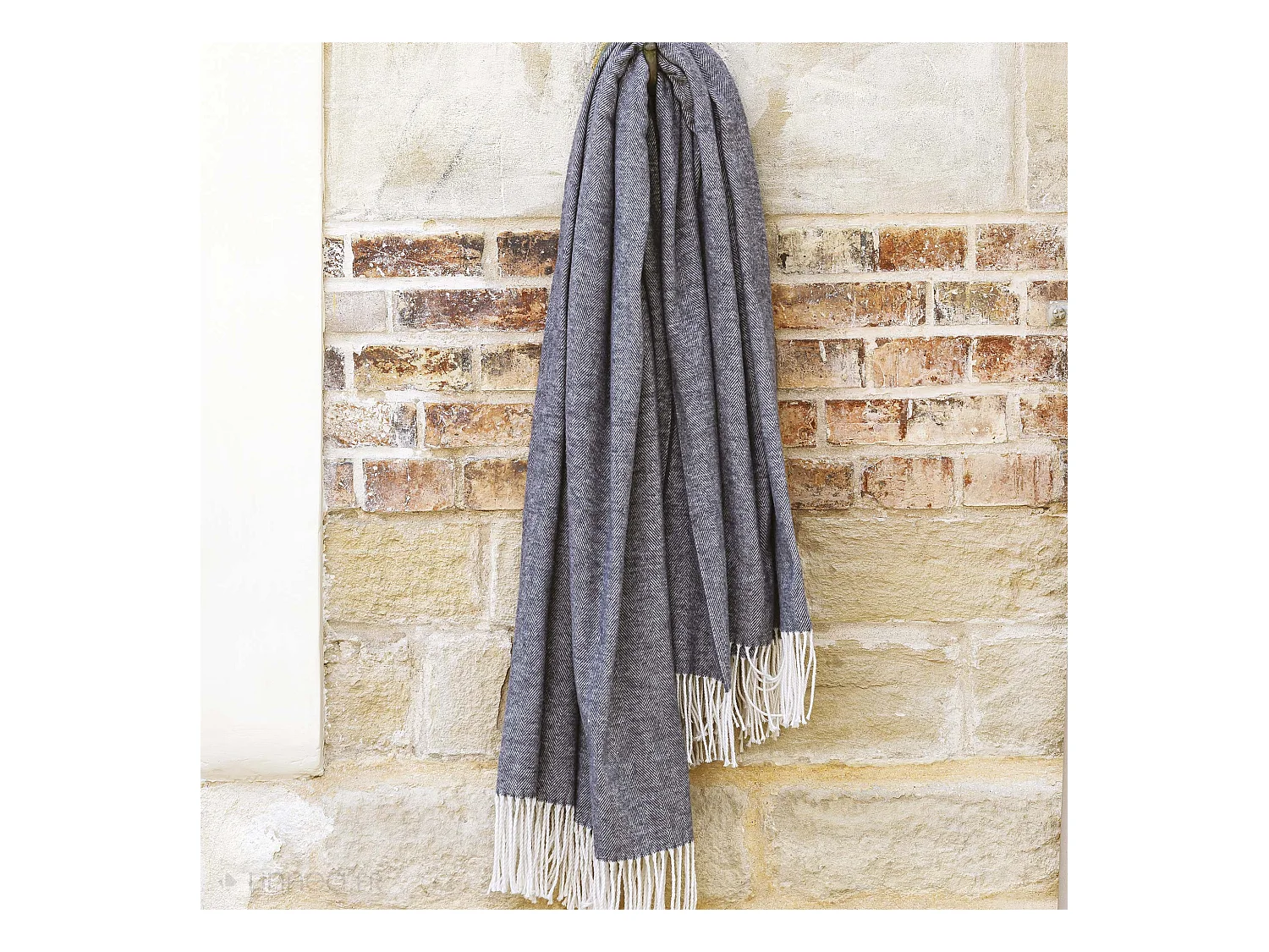 Plaid 130x180 cm ROMA en coton recyclé gris acier