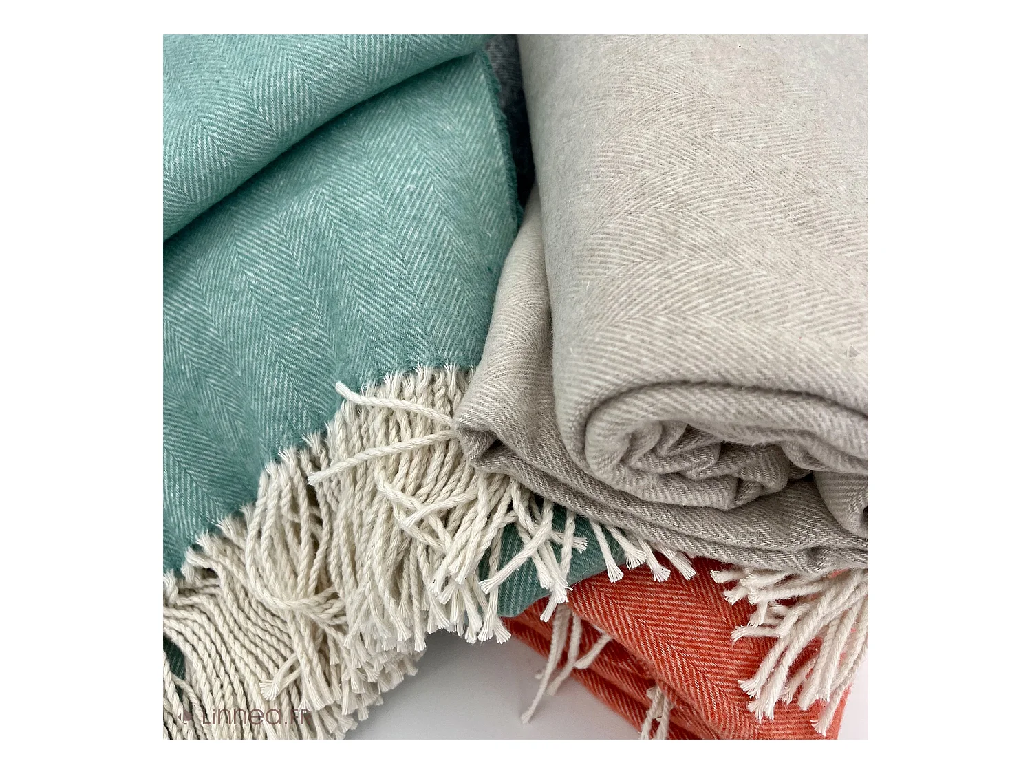 Plaid 130x180 cm ROMA en coton recyclé gris acier